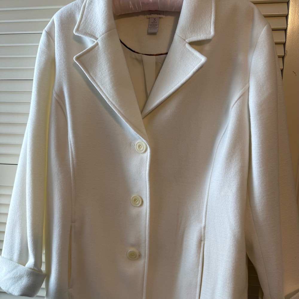 Chico's Classic White Wool Coat